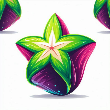 Illustration of a colorful starfruit on a white background - vectorのイラスト素材