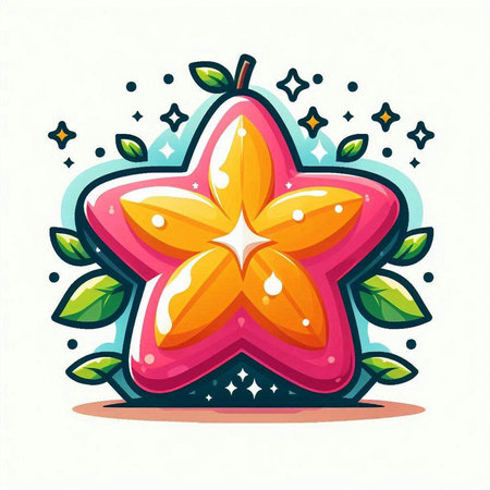 Star fruit icon. Cartoon illustration of star fruit icon for web designのイラスト素材