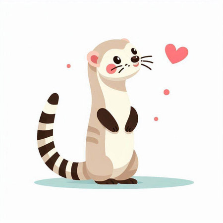 Cute ferret vector illustration. Cute cartoon animal character.のイラスト素材