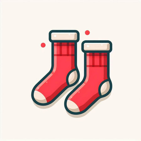 Christmas socks icon in flat style. Vector illustration. Eps 10.のイラスト素材