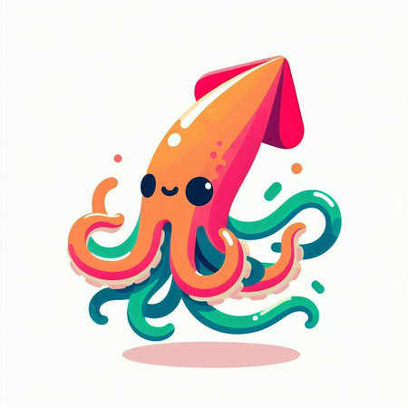 Cute cartoon octopus. Vector illustration of a cute octopus.のイラスト素材