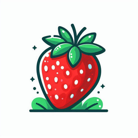 Strawberry icon. Vector illustration in cartoon style. Isolated on white background.のイラスト素材