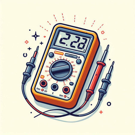 Electronic multimeter. Vector illustration in flat style on white background.のイラスト素材