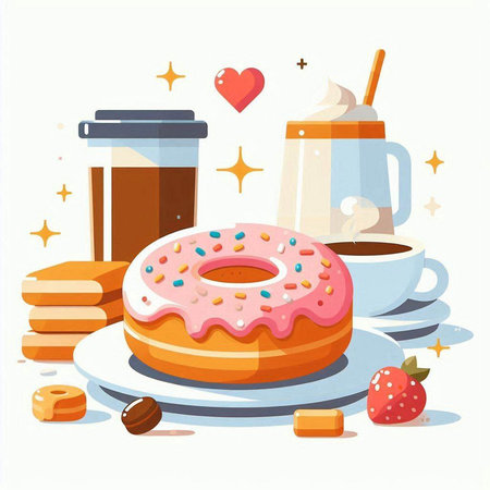 Donkey with musical notes. Cute cartoon character. Vector illustrationのイラスト素材