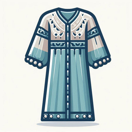 Ukrainian folk costume. Vector illustration in flat cartoon style.のイラスト素材