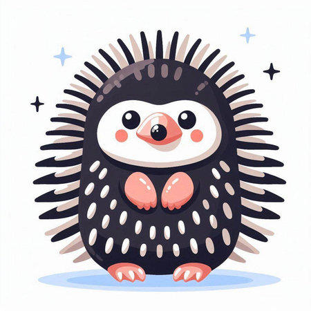 Cute cartoon hedgehog. Vector illustration isolated on white background.のイラスト素材