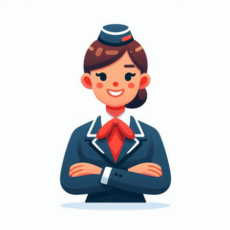 Stewardess in uniform. Vector illustration in a flat style.のイラスト素材