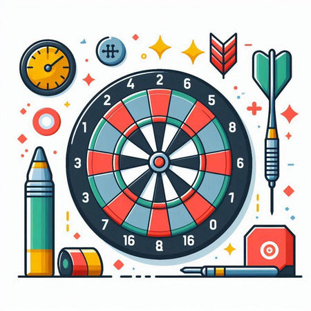 Dart board, dartboard, darts, target, darts, vector illustration.のイラスト素材
