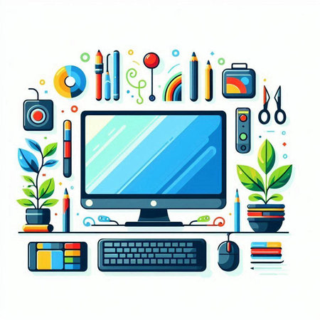 Modern flat design vector illustration concept of online education, e-learning, distance learning.のイラスト素材