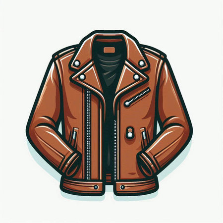 Brown leather jacket isolated on white background. Vector illustration. Eps 10.のイラスト素材