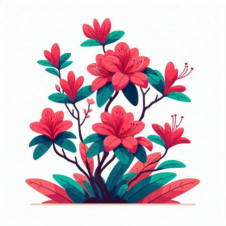 Azalea. Floral background with flowers. Vector illustration.のイラスト素材