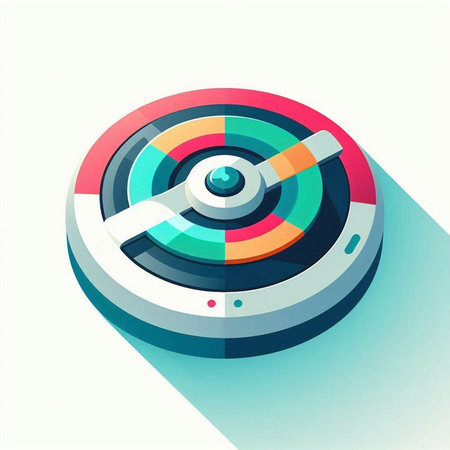 Colorful target icon with long shadow effect. Flat design. Vector illustration.のイラスト素材