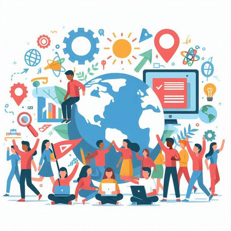 People around the world. Vector illustration in a flat style. Teamwork concept.のイラスト素材