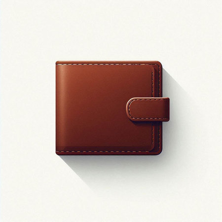 Leather wallet with long shadow on white background. Vector illustration.のイラスト素材