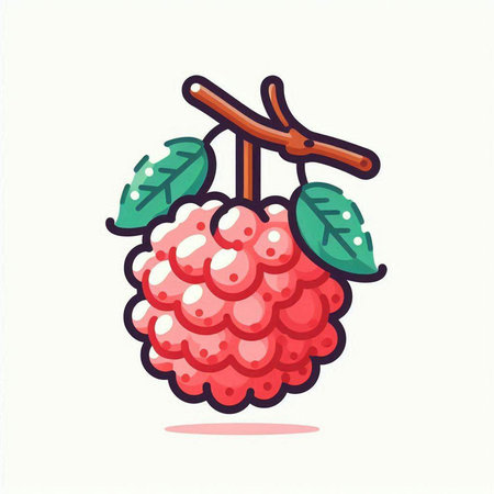 Raspberry fruit icon. Vector illustration in doodle style.のイラスト素材