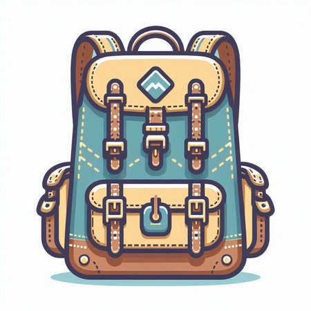 Vector illustration of a backpack. Isolated on a white background.のイラスト素材