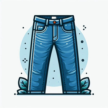 Blue Jeans on a white background. Vector illustration of jeans.のイラスト素材