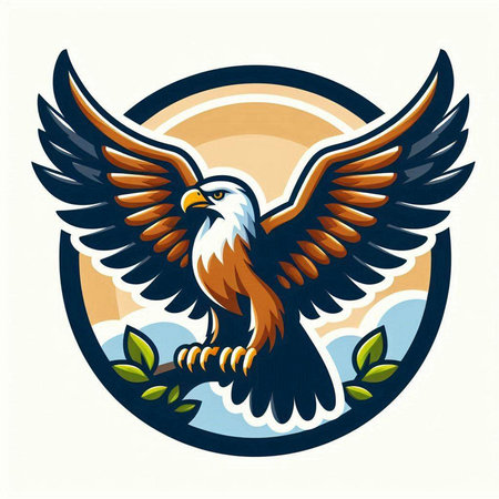 Eagle with wings in a circle. Vector illustration in retro style.のイラスト素材