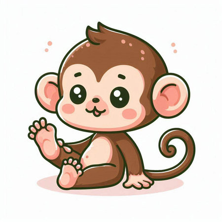 Cute cartoon monkey. Vector illustration isolated on a white background.のイラスト素材