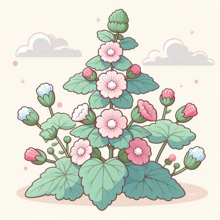 illustration of a bouquet of flowers in the form of a Christmas treeのイラスト素材