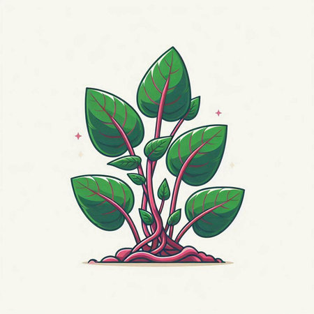 Vector illustration of a young sprout with roots and leaves on a white backgroundのイラスト素材