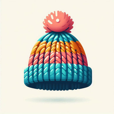 knitted hat with pompon. Vector illustration on white background.のイラスト素材