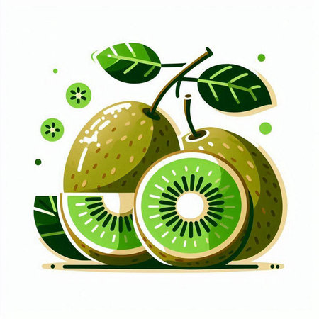 Kiwi fruit vector illustration isolated on white background. Kiwi fruit vector illustration.のイラスト素材
