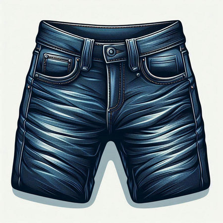 Men's denim shorts. Illustration in black and white colors.のイラスト素材