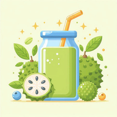 Juice in a jar with a straw. Vector illustration in flat styleのイラスト素材