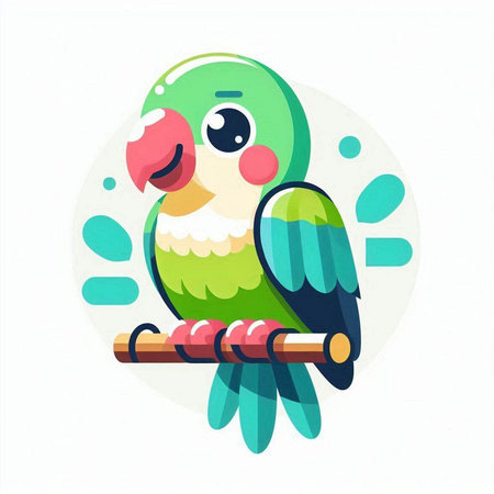 Cute parrot bird sitting on a branch. Vector illustration.のイラスト素材