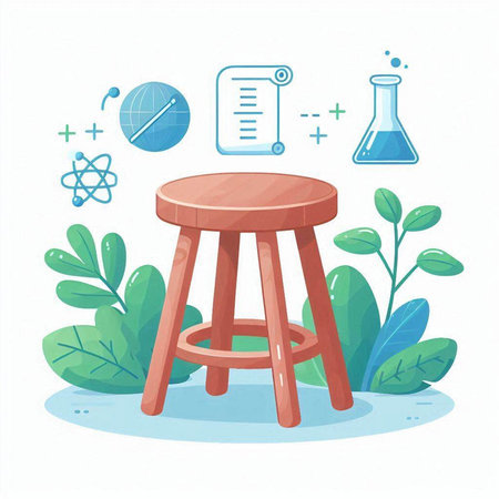 Flat design illustration of chair and science icons. Education concept.のイラスト素材