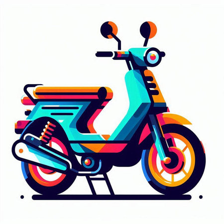 Vintage scooter. Colorful motorbike. Vector illustration.のイラスト素材