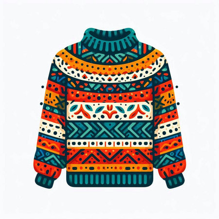 Hand drawn vector illustration of a sweater with tribal ornaments.のイラスト素材
