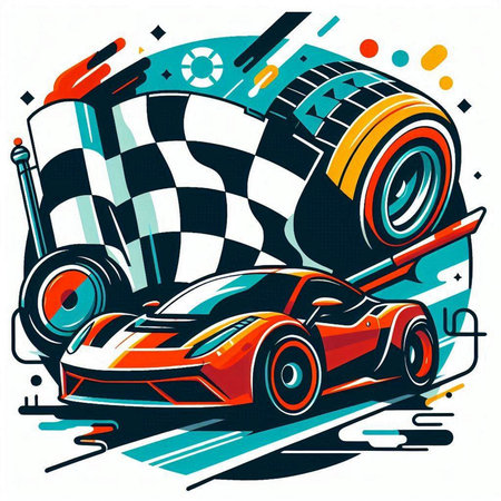 Sport car on the race track. Vector illustration. Clip-artのイラスト素材