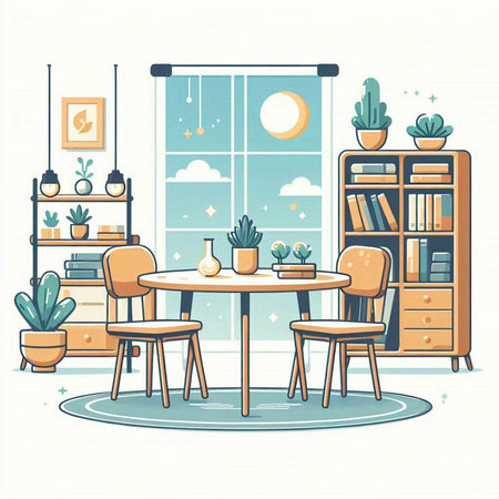 Interior of the living room in a flat style. Vector illustrationのイラスト素材