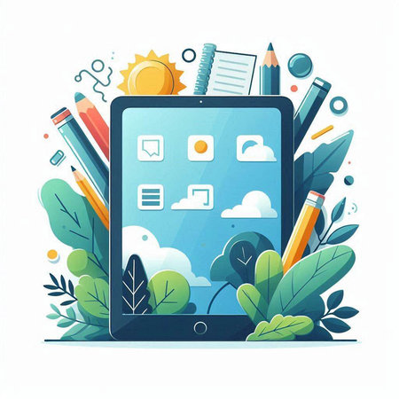 Flat design modern vector illustration concept of online education. Smartphone with social media icons.のイラスト素材