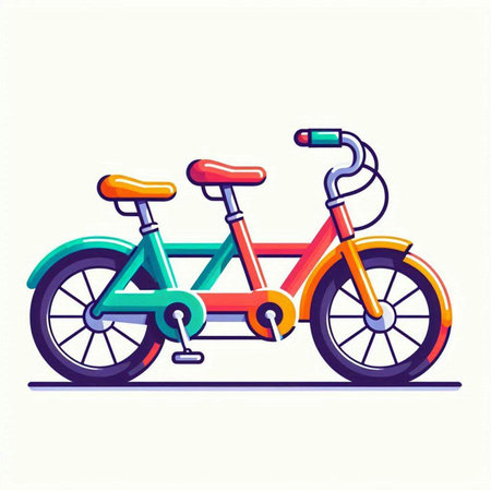 Colorful bicycle isolated on white background. Vector illustration in flat style.のイラスト素材