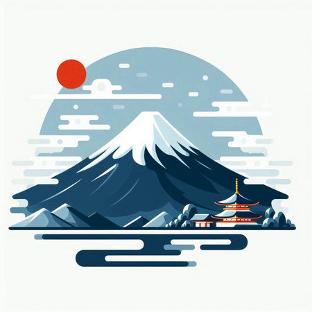 Mt. Fuji, the symbol of Japan. Vector illustration.のイラスト素材