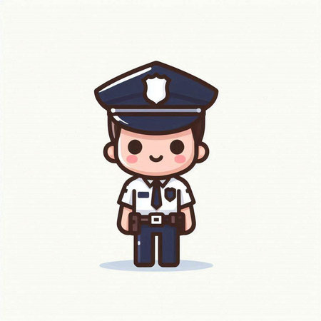 Policeman cartoon character vector illustration. Cute police person.のイラスト素材