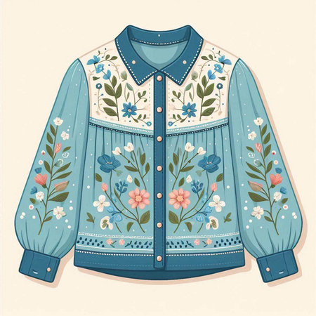 Vintage jacket with floral pattern. Vector illustration in retro style.のイラスト素材