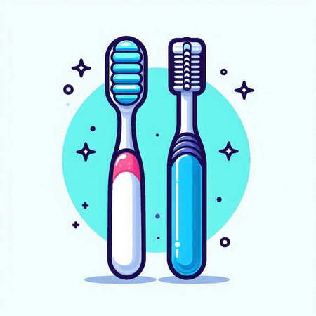 toothbrushes on white background, vector illustration in flat styleのイラスト素材