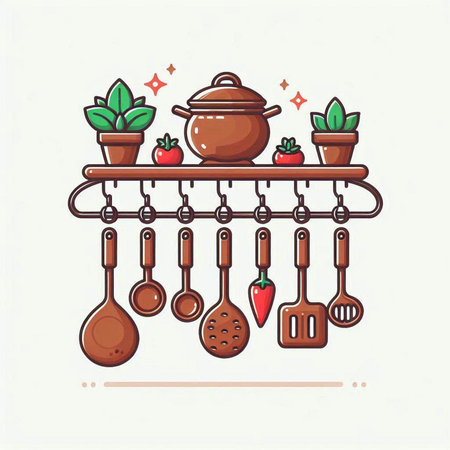 Kitchen utensils. Vector illustration in doodle style.のイラスト素材