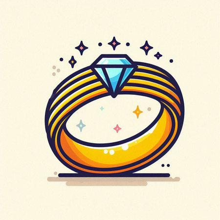 Wedding ring with diamond, vector illustration, eps10のイラスト素材