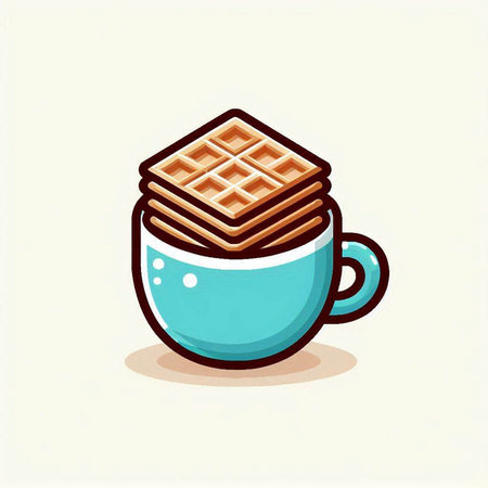 Cup of coffee or tea with waffles. Vector illustration.のイラスト素材
