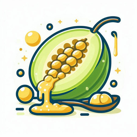 Melon and honey icon. Vector illustration of melon and honey.のイラスト素材
