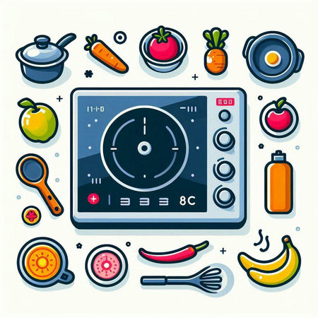 Cooking and kitchen equipment. Vector illustration in flat design style.のイラスト素材