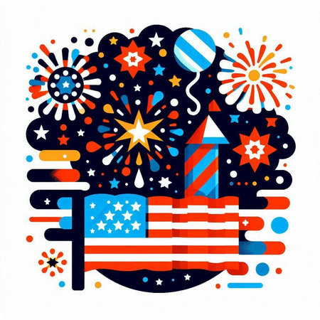 4th of July, Independence Day of United States of America, Vector Illustrationのイラスト素材