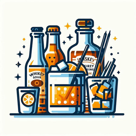 Set of drinks and beverages. Vector illustration in line art style.のイラスト素材