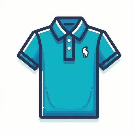 Blue polo shirt isolated on white background. Vector illustration in cartoon style.のイラスト素材