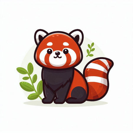 Cute red panda cartoon character. Vector illustration of cute animal.のイラスト素材